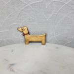 Vintage Dachshund Pin 3" Gold Tone Handmade Wiener Dog Brooch‎ Lapel Stick Photo 7