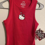 Sanrio Hello Kitty Embroidered Cropped Red Tank Top Women's Size Medium NWT  Photo 0