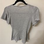 Caution to the Wind  Gray Striped Wrap Blouse Photo 2