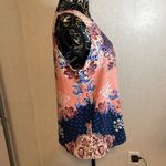 Kenar  Peach Blue Floral‎ Pattern Sleeveless Blouse Button Back Size Medium Photo 1