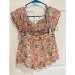 Kiwi + Punch Floral Smocked Crop Top Ruffle Sleeve Sweetheart Neckline S Pink Photo 5