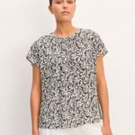 Everlane π NWT The Gathered Neck Top Blouse Floral Flower Capped Sleeve Sz XXS Photo 0