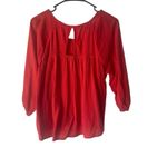 Hollister  Y2k Women's Size Small Red Boho Floral Long Sleeve Babydoll Top‎ Photo 5