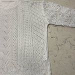 None White Eyelet Crochet Knit Sweater - Boho Chic Photo 3