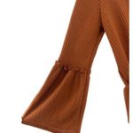 Peach Love California  high low bell sleeve waffle knit ruffle flare rust S flowy Photo 2