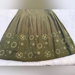 IPSA Anthropologie Olive Green embroidered lined Skirt Size 12 Photo 1