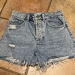 ZARA  high waist button fly acid washed cut off denim shorts Photo 0