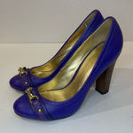 Coach  Desaree Purple Bock Heel Pumps Gold Hook‎ Buckle Accent Heels Size 6 B Photo 0