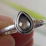 Dainty Pear Gemstone Ring Sterling Silver Minimalist Boho Chic Y2K Early 2000s Photo 0