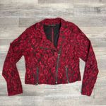 White House | Black Market lace moto jacket red long sleeve womens medium L33 Photo 3