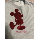 Disney  Parks Crewneck Sweatshirt Small Sequin Mickey Mouse Gray Pullover Cropped Photo 5