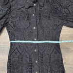 Ganni  Black Eyelet Puff Sleeve Button Up Mini Shirt Dress Size 38 Photo 9