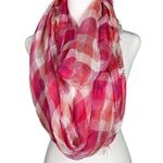 NWT Collection Eighteen Pink Plaid Infinity Scarf OS Sheer MSRP $32 Photo 0