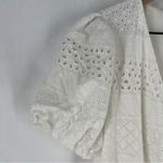 Alice + Olivia  Eyelet Lace Romper Wrap Puff Sleeve White Exposed Zipper Size‎ 6 Photo 2