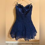 La Femme  19160 Navy Strapless Floral Mini Dress Photo 3