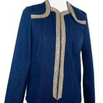 Bob Mackie Navy Jacket w/ Gold Sequin Accents, Hook & Eye Front Closure, Medium Photo 0