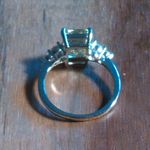 Simulated Peridot and White Diamond Sterling Silver Ring (Size 6) Photo 9