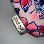 Lilly Pulitzer Wristlet Pouch Coin Purse Tropical Floral Gold Trim Key Ring Photo 2