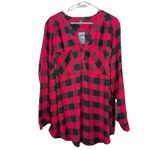 Torrid Lizzie Black Red Buffalo Plaid Twill Button Up Long Sleeve Shirt Size 3X Photo 4