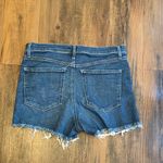 EXPRESS Dark Blue Frayed Jean Shorts Photo 4