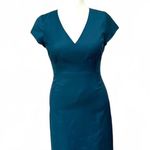 J.Crew  teal dress Super 120s Wool banquette sleek blue/green sheath sz 10 Photo 0