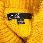 C. Luce Cable Knit Mock Neck Sweater Tie Sides Sleeves Mustard Yellow Size Medium Photo 7