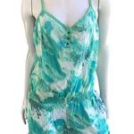 prAna  Sylvia Green Floral Shorts Sleeveless Romper Women’s Size  Medium Photo 0