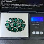 Vintage Unsigned Stunning Emerald Green Glass Stones Oval Brooch Photo 7