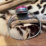 Handmade Titanium Druzy Gemstone Sterling Silver Cuff Boho Bracelet Photo 2