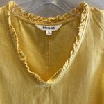 Briggs New York Briggs Linen Blend V Neck Ruffle Tunic Sunshine Yellow Sz MEDIUM Photo 2