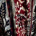 Vintage Cascais Maxi Dress 80s Short Sleeve Button Up Collared Leaf Maroon 14 Red Photo 2