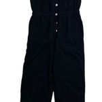 Bella Dahl  Sleeveless Button Front Jumpsuit Black Soft Tencel Chic Small Photo 0