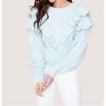 Lost + Wander Stay Humble Sweater Exaggerated Ruffle Baby Blue M / L NWT Photo 1