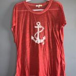 C&C Orange Nautical Graphic Anchor Tee Swim Cover Oversized Relaxed Tunic Fit XL Photo 1