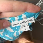 James Perse Standard  Women's 2 Ikat Print Popover Top Blue & White Long Sleeve Photo 3