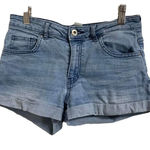H&M  Blue Rolled Cuff Booty Shorts Size 4‎ Photo 0