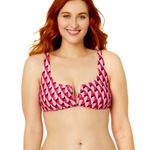 Time & Tru NWT Bikini top Geo Print V-Wire pink size Large 12/16 swimsuit Photo 6