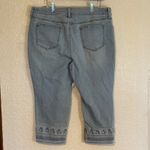 Chico's  14P So Slimming Girlfriend Slim Crop‎ Capri Light Wash Embroidered Jeans Photo 9