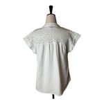 Frye  Shirt Women Medium White Cotton Lace Crochet Raw Trim Cap Sleeve Top Boho Photo 1
