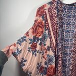 Angie Kimono Women L Red Blue Floral Boho Concert Wrap Blush Pink Spring Cover Photo 3