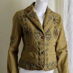 Buffalo David Bitton David Bitton Buffalo RARE Embroidered Collar V-neck Tan Jacket Women’s Size S Photo 0