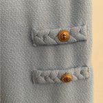 Amazon Light Blue Tweed Short Sleeve Dress with Gold Buttons Photo 2