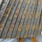 Calliope Vintage Jewel Damask Print Pleated Maxi Skirt Taupe 10 Tan Photo 5