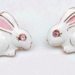 Brand New Boutique Womens Girls Easter Bunny Enamel Girls Stud Earrings White Photo 0
