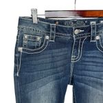 Miss Me  Jeans Signature Cuffed Capri 25 Thick Stitched Sequin Embroidered Wings Photo 3