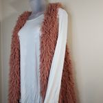 Self Esteem  Mauve Pink Faux Fur Vest With White Long Sleeve Shirt Set Jr L Photo 2
