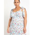 Eloquii  Tie‎ Shoulder Structured Midi Dress Blue Multicolored, 16 Photo 2