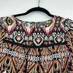 Anthropologie Figueroa Flower  Peasant Top Blouse Shirt Crochet Geo Black Pink M Photo 3