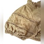 Downeast Golden-Brown Eyelet Blouse Top. Elastic Sleeves. Size Small. Autumn Photo 3