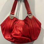 B Makowsky Red leather bag with cheetah inside Photo 3